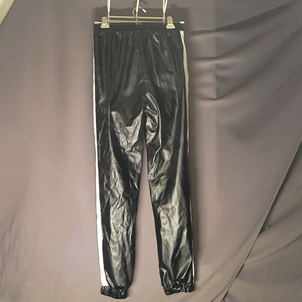 Missguided faux leather track pants joggers